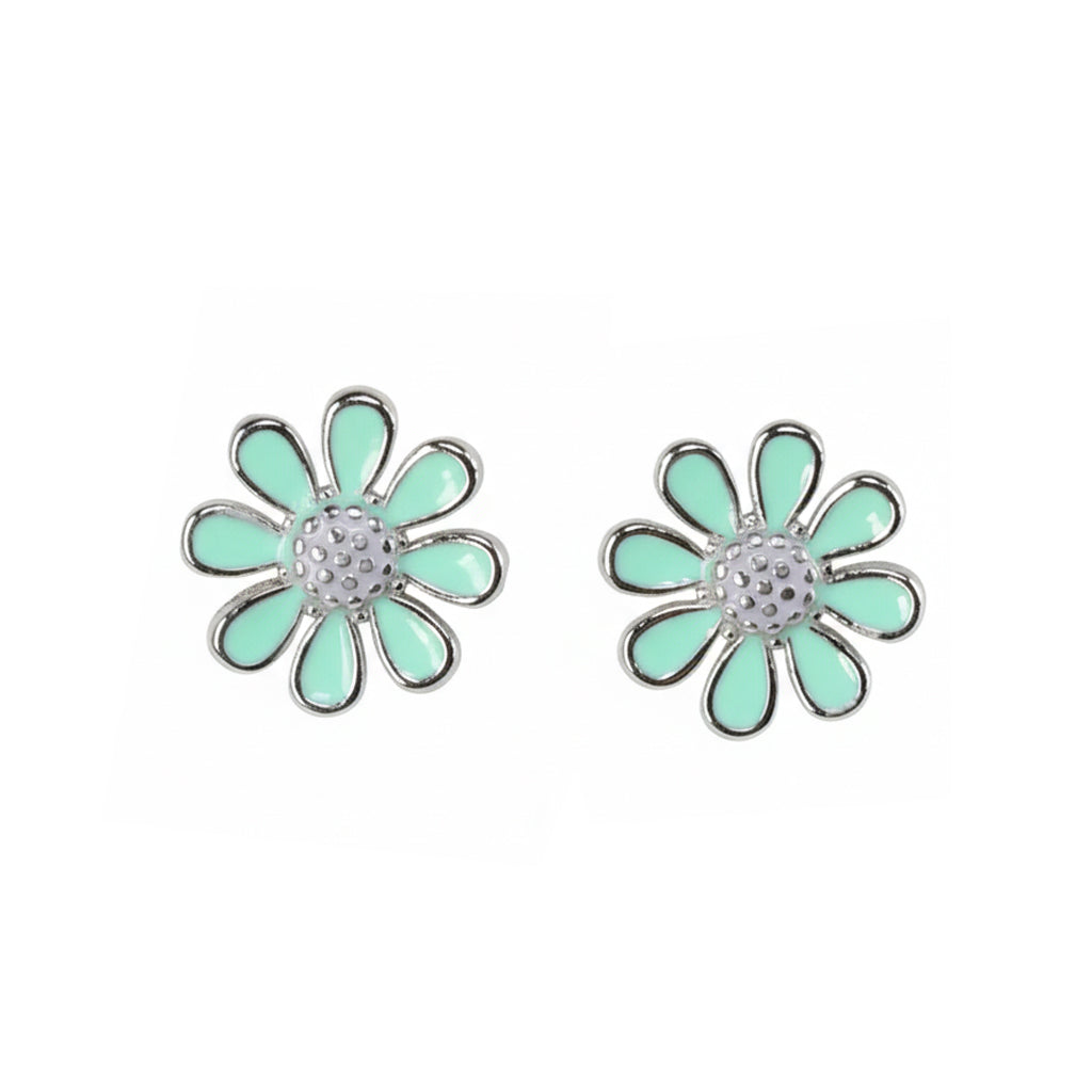 Silver Mint Floret Stud Earrings