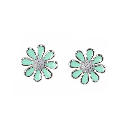 Silver Mint Floret Stud Earrings