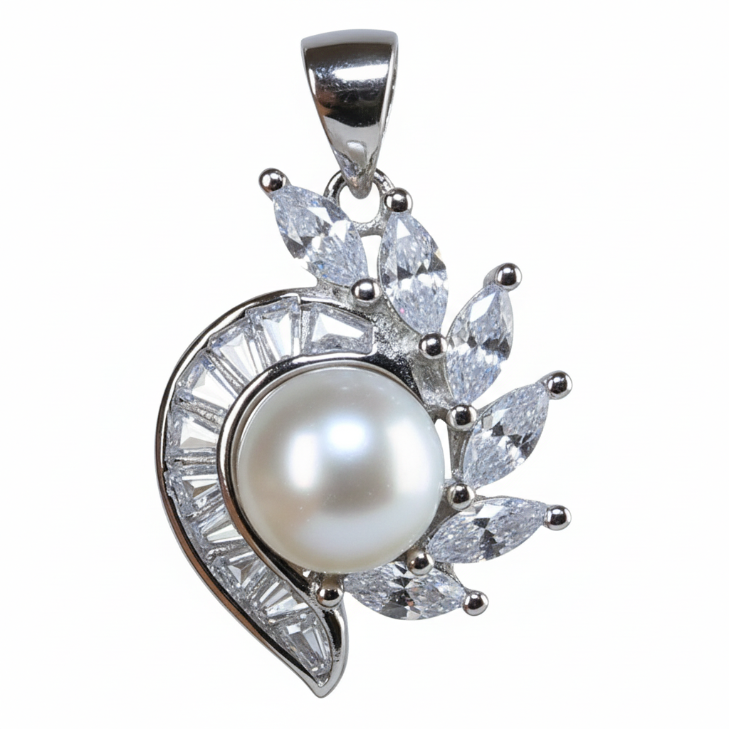 Silver Oceanic Pearl Pendant set for her