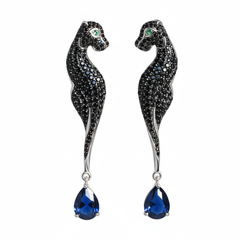 Silver Prowler Panther Earrings