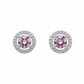 Silver Pink sapphire Round CZ Pendant And stud earrings set