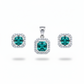 Silver Victorian royal Emerald green Pendant set