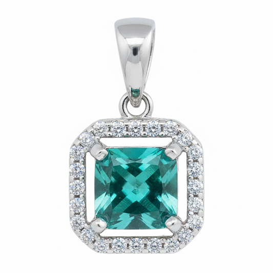 Silver Victorian royal Emerald green Pendant set