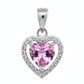 Silver Cute Pink Hearted Pendant Set for her