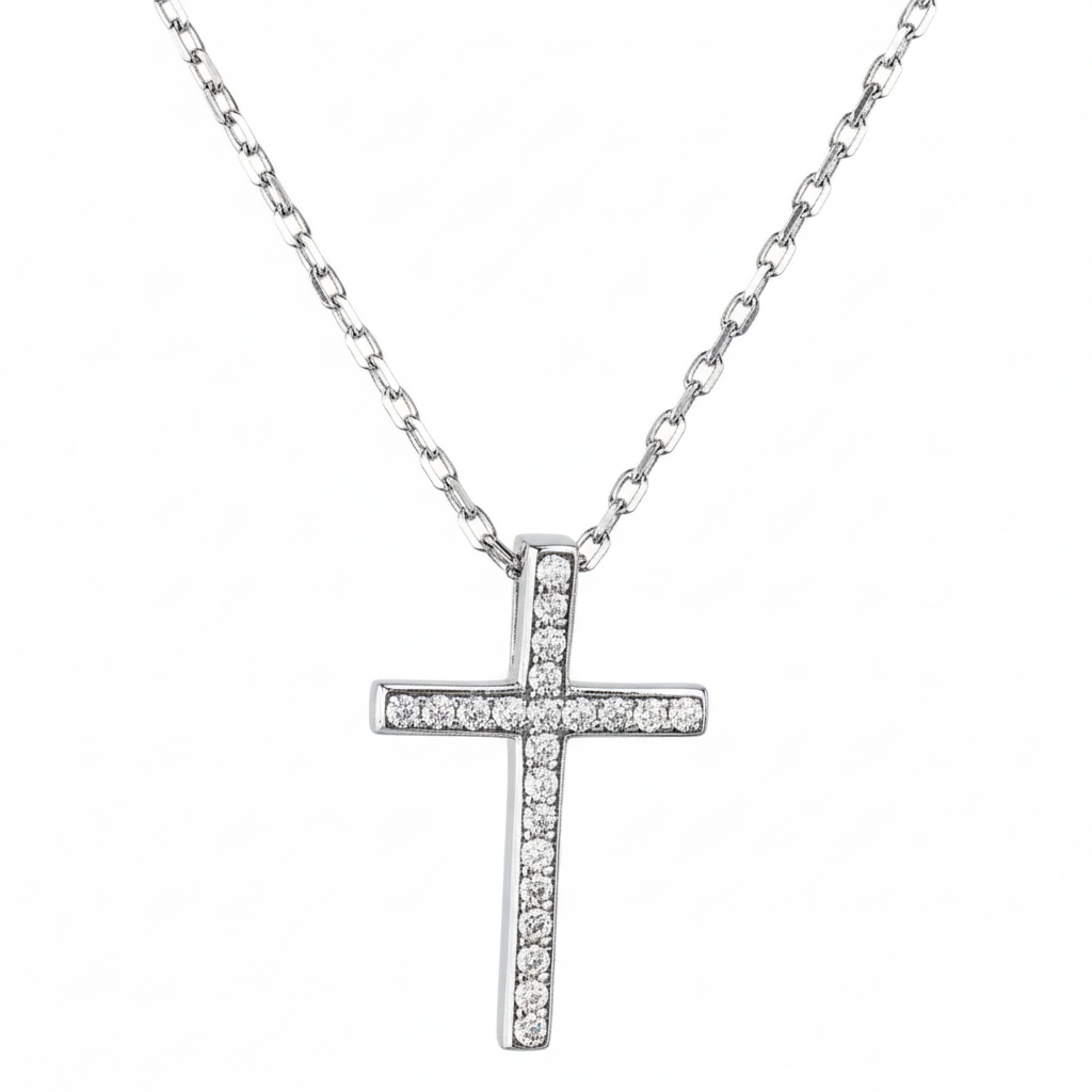 Silver Sparkling Cross Pendant