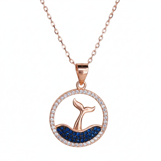 Rose Gold Coastal Whale Tail Pendant