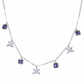 Silver Cluster Square Purple Necklace
