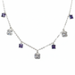 Silver Cushion Cut Purple Dangling Necklace