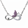 Silver Pink Butterfly and Infinity Love Pendant