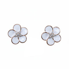 Rose Gold Porcelain Floral Studs Earrings