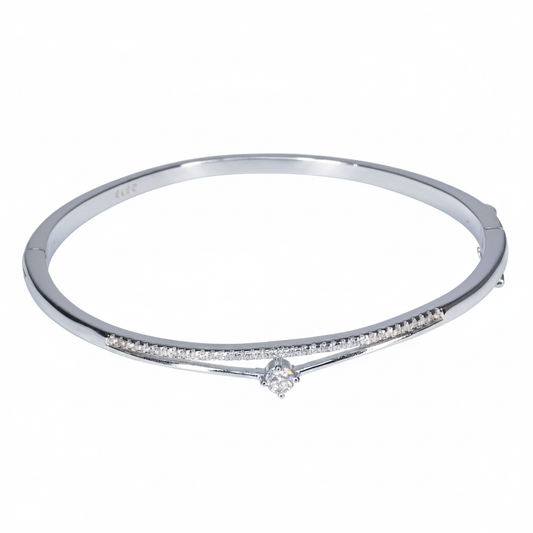 Silver Signature Halo Diamond Bracelet For Her