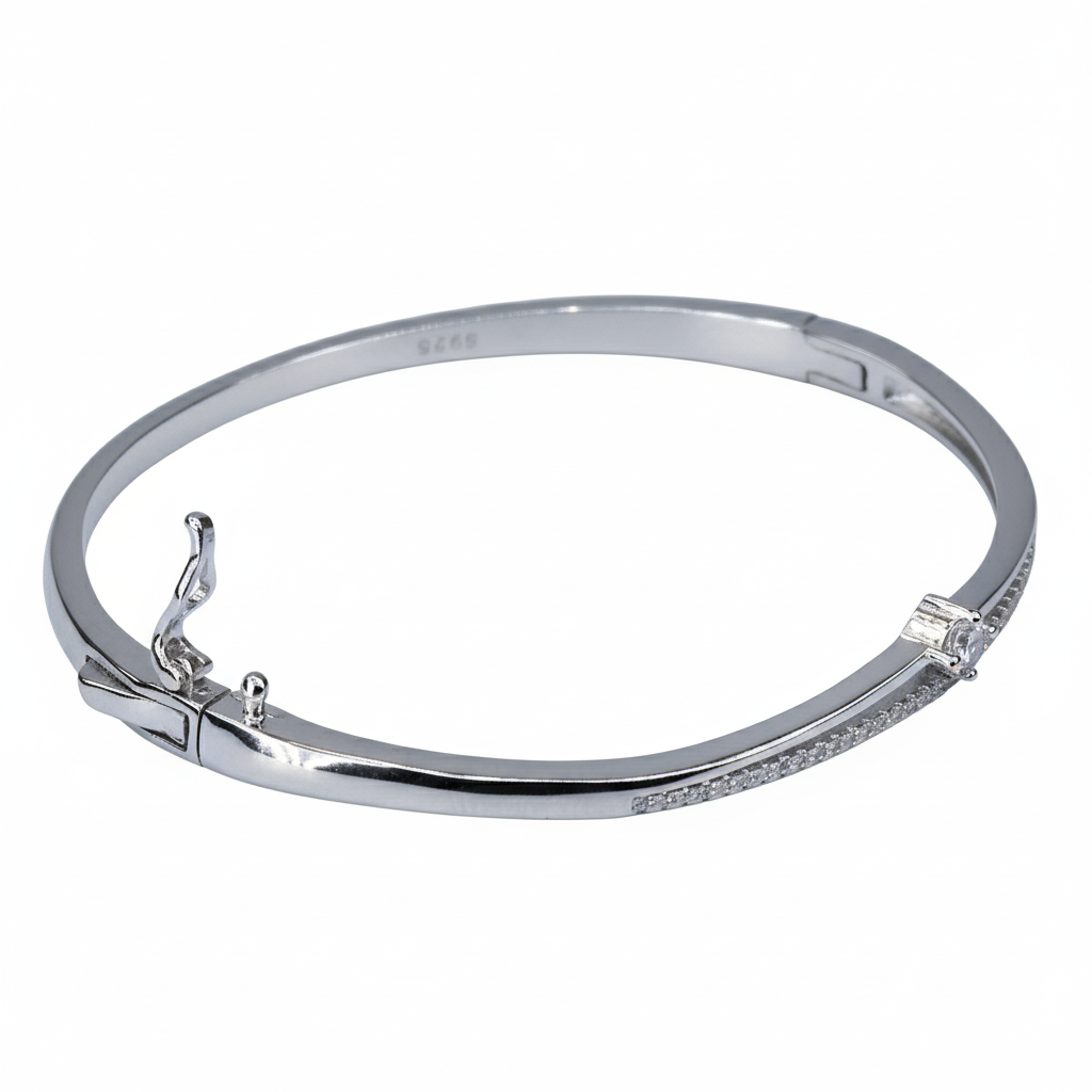 Silver Signature Halo Diamond Bracelet For Her