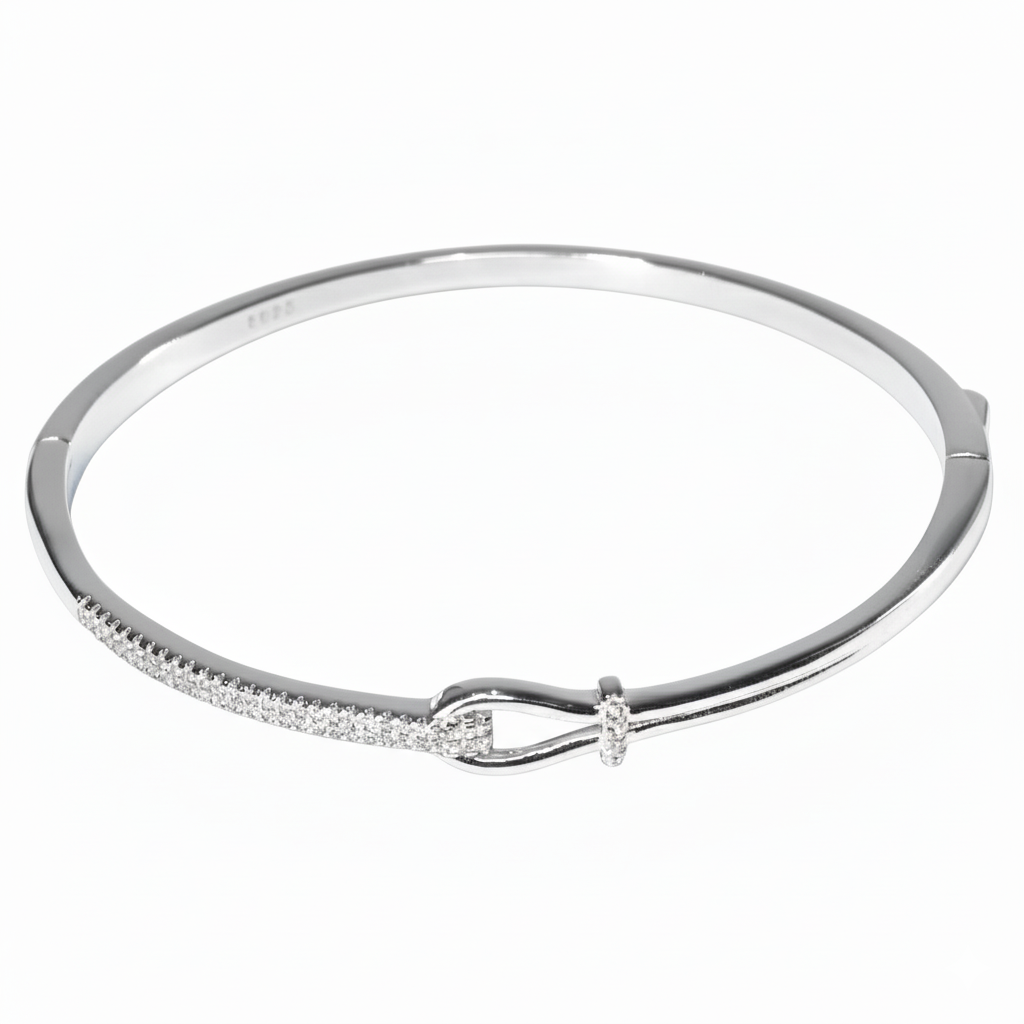 Silver Chic Pave Nautical Hook Bracelet For Her