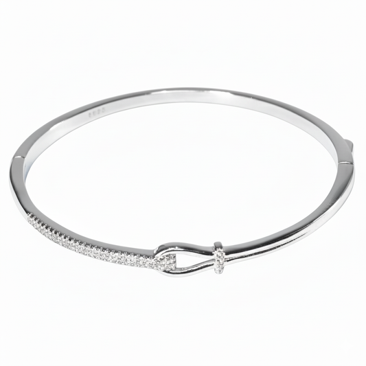 Silver Chic Pave Nautical Hook Bracelet For Her