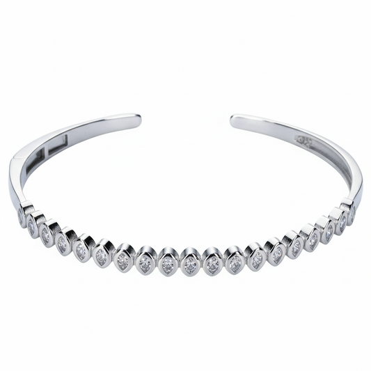 Silver Bezel cut Marquise Shaped Diamond (AD) Bracelet