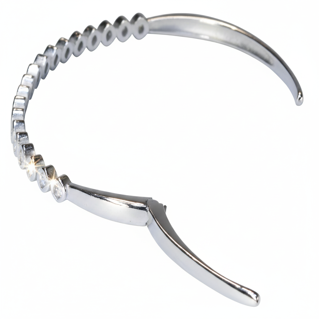 Silver Bezel cut Marquise Shaped Diamond (AD) Bracelet