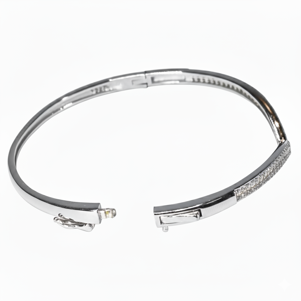 Silver Elegant V-shaped CZ Diamond studded Statement Bracelet