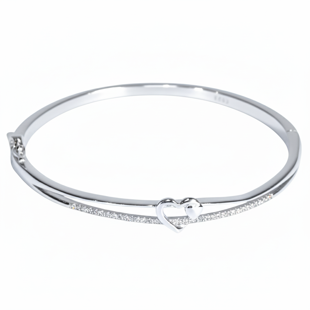 Silver Heart-in-Heart Bracelet for her