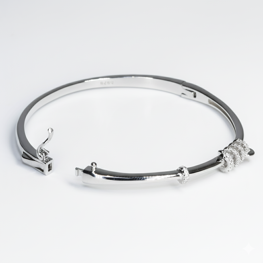 Silver Pave Coil Bracelet For Her