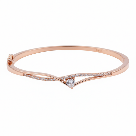 Rose Gold Regal V-Shape Pear-Cut Bracelet For Her