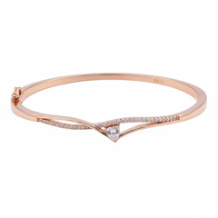 Rose Gold Regal V-Shape Pear-Cut Bracelet For Her