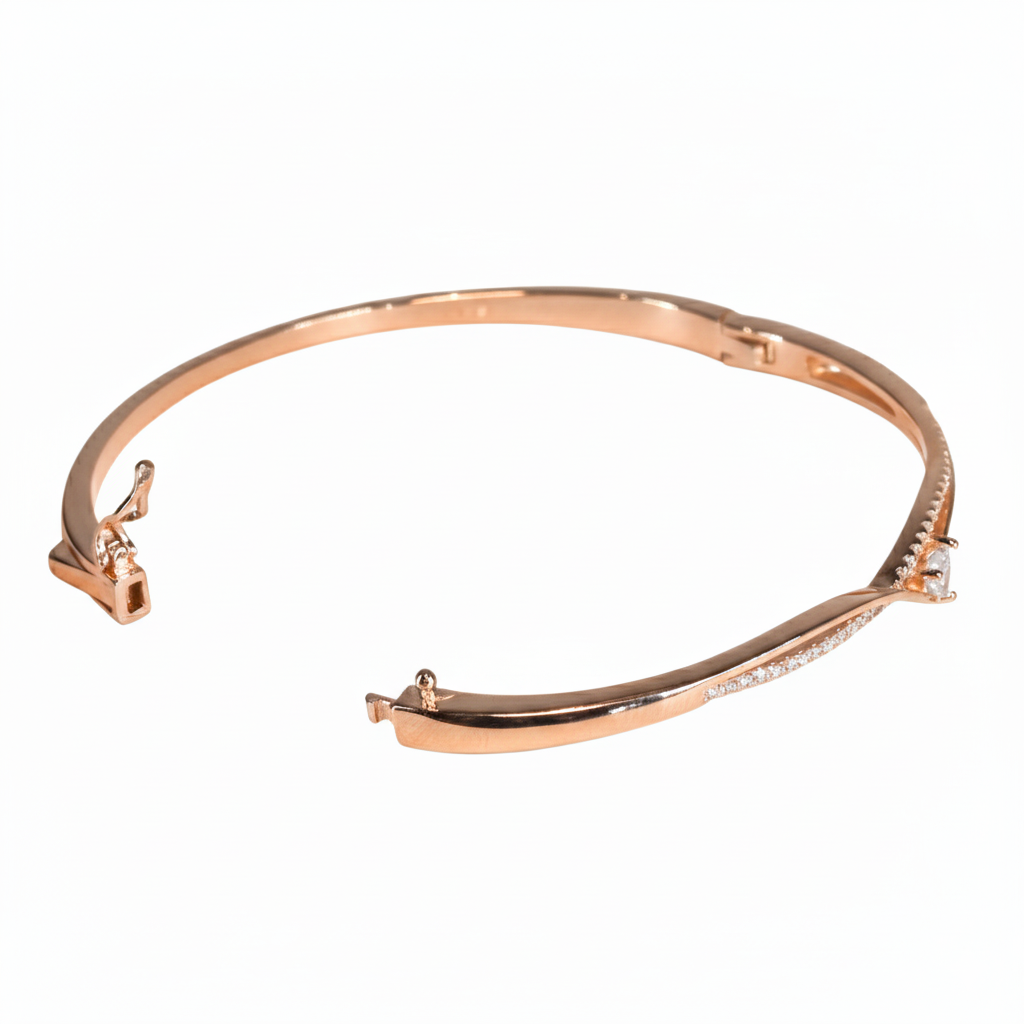 Rose Gold Regal V-Shape Pear-Cut Bracelet For Her
