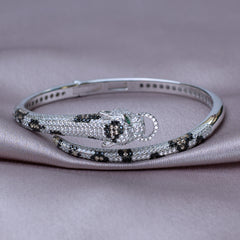 Silver Jaguar Head Hinged Bracelet For Her