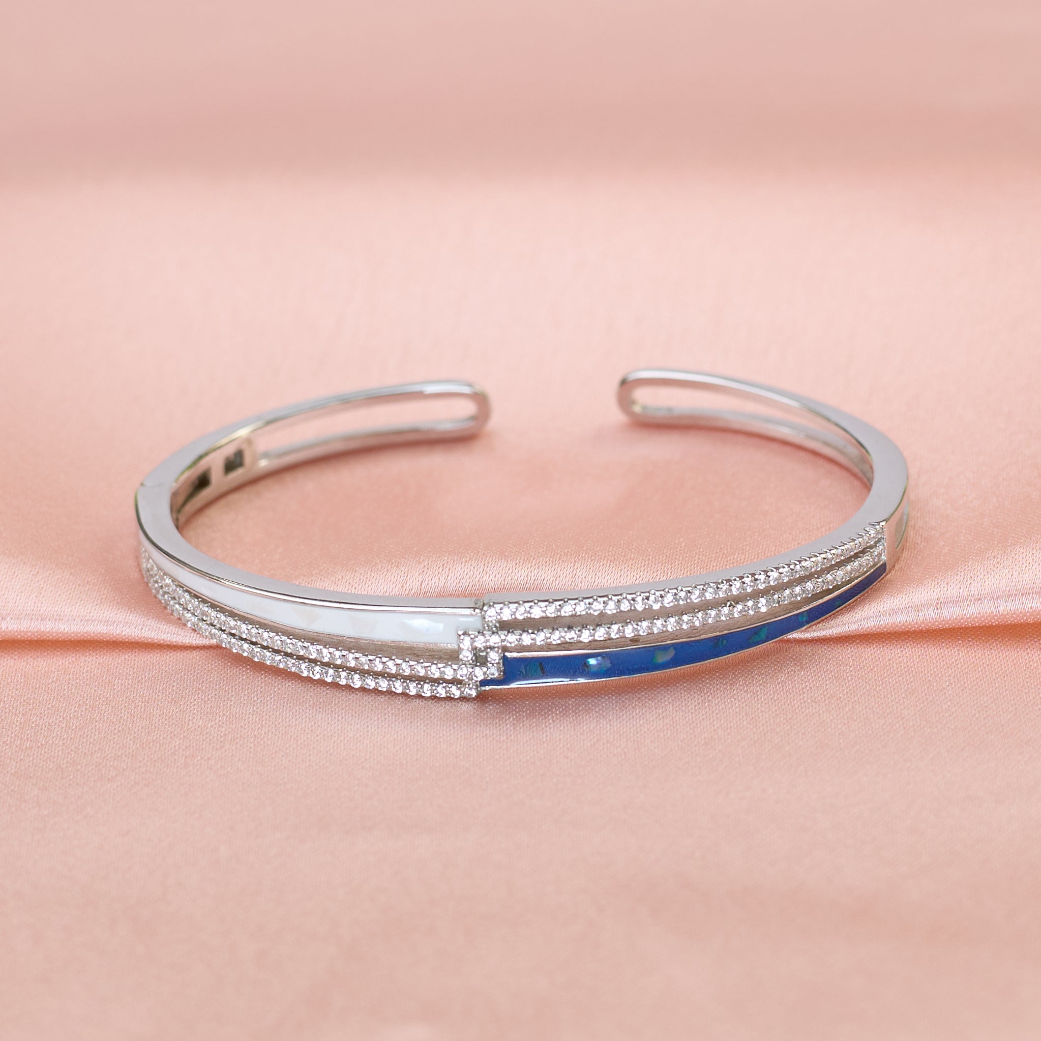 Silver Celestial Deep Blue Inlay Bracelet For Her