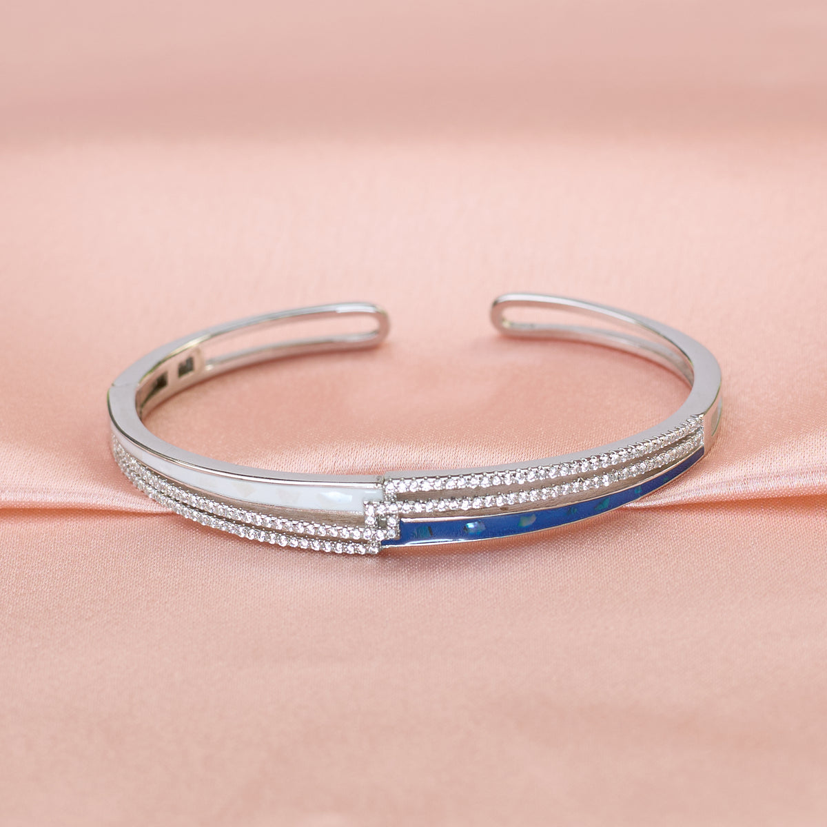 Silver Celestial Deep Blue Inlay Bracelet For Her