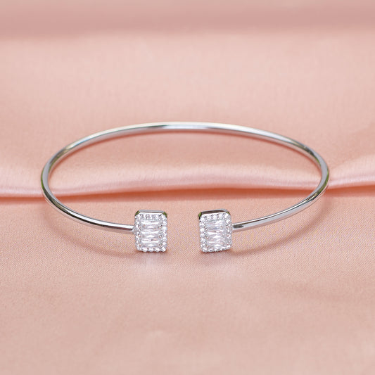 Silver White Baguette Cut Zircona Bracelet