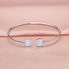 Silver White Baguette Cut Zircona Bracelet