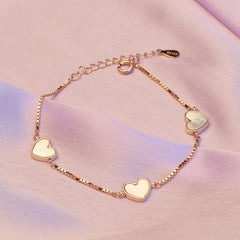 Rose gold Premium Mother of Pearl Heart Chain bracelet for her