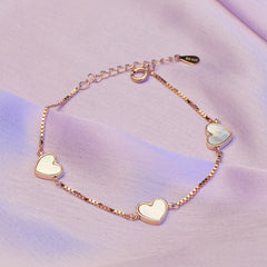 Rose gold Premium Mother of Pearl Heart Chain bracelet for her