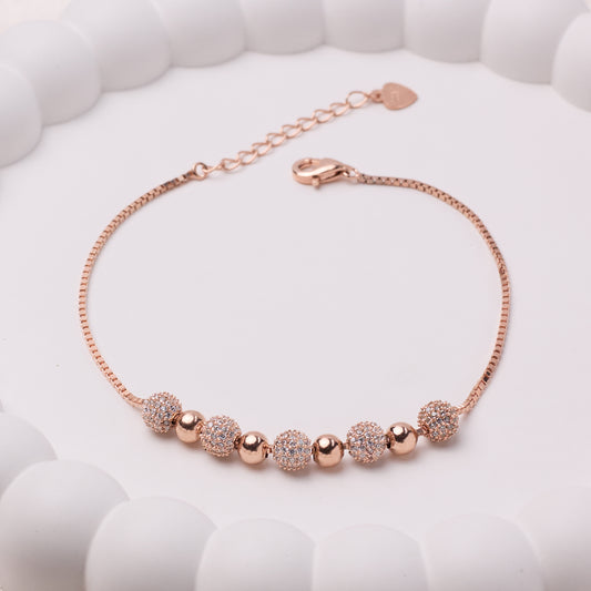Rose gold Dazzling Beaded Bracelet with Disco balls