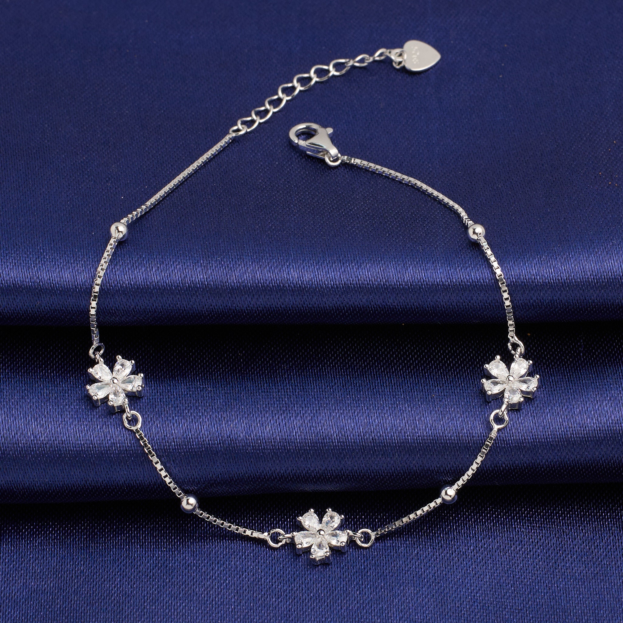 Silver Sparkling Snow Flake Charm Bracelet
