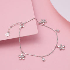 Silver Cute Dangler flower Chain Bracelet for her