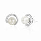 Silver Classy Pearl with Zircons Studs earrings