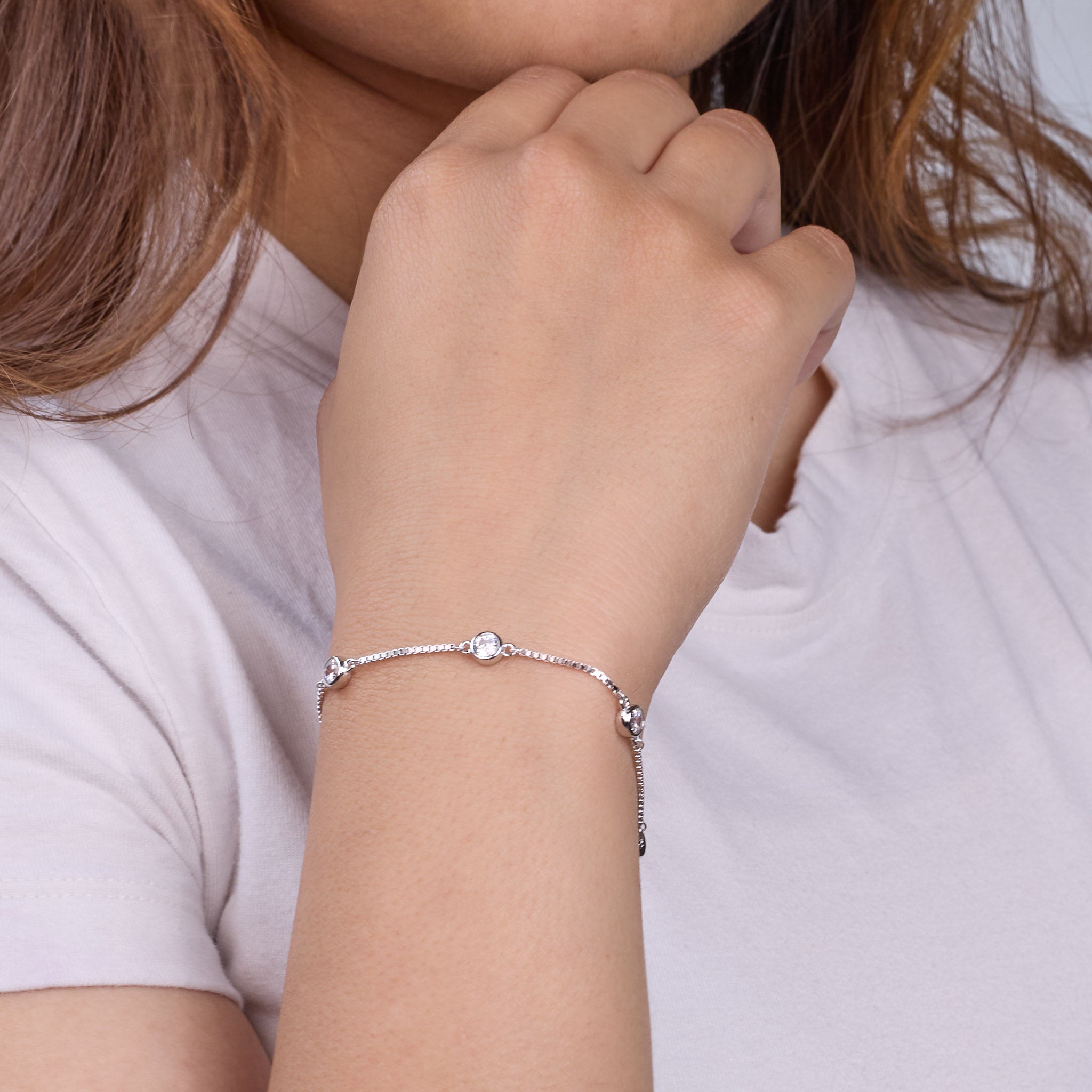 925 Silver Diamond (CZ) Dangler Bracelet