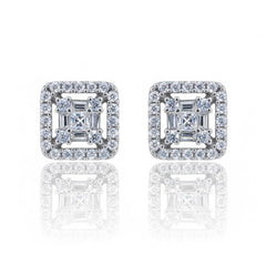 Silver Geometric Halo Pendant set