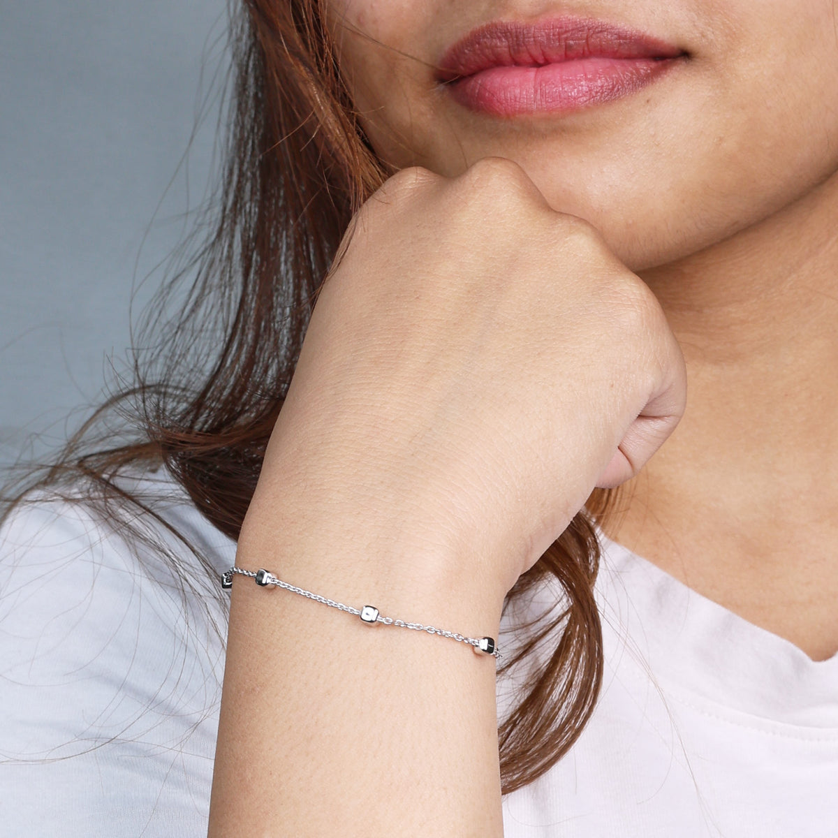 Silver Glitter Hand Bracelet