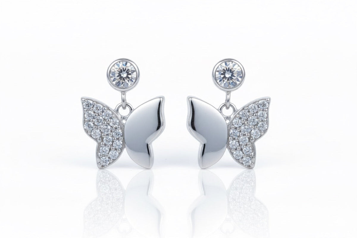 Silver Elegant Butterfly Pave Necklace