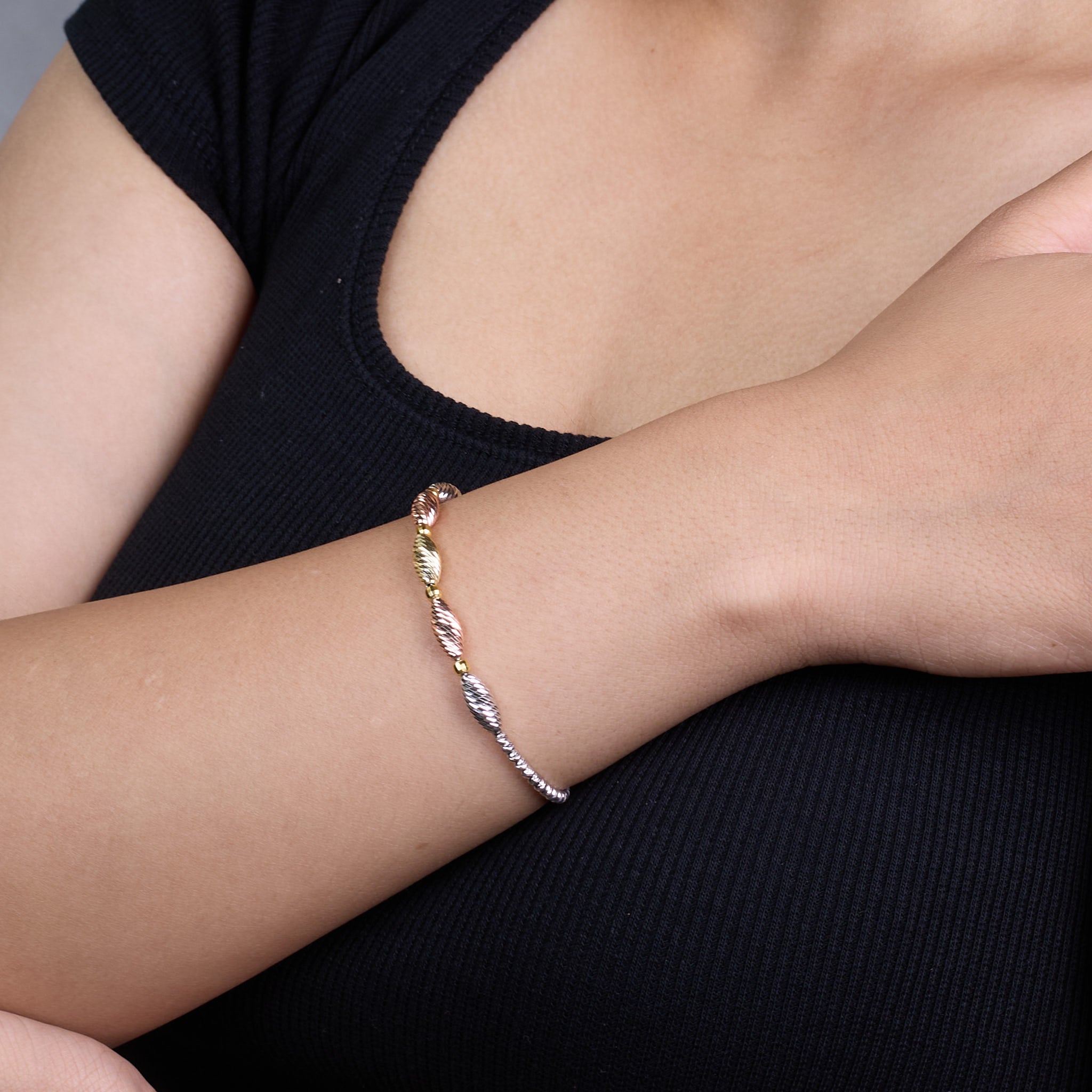 Rice shaped TriColor Bracelet
