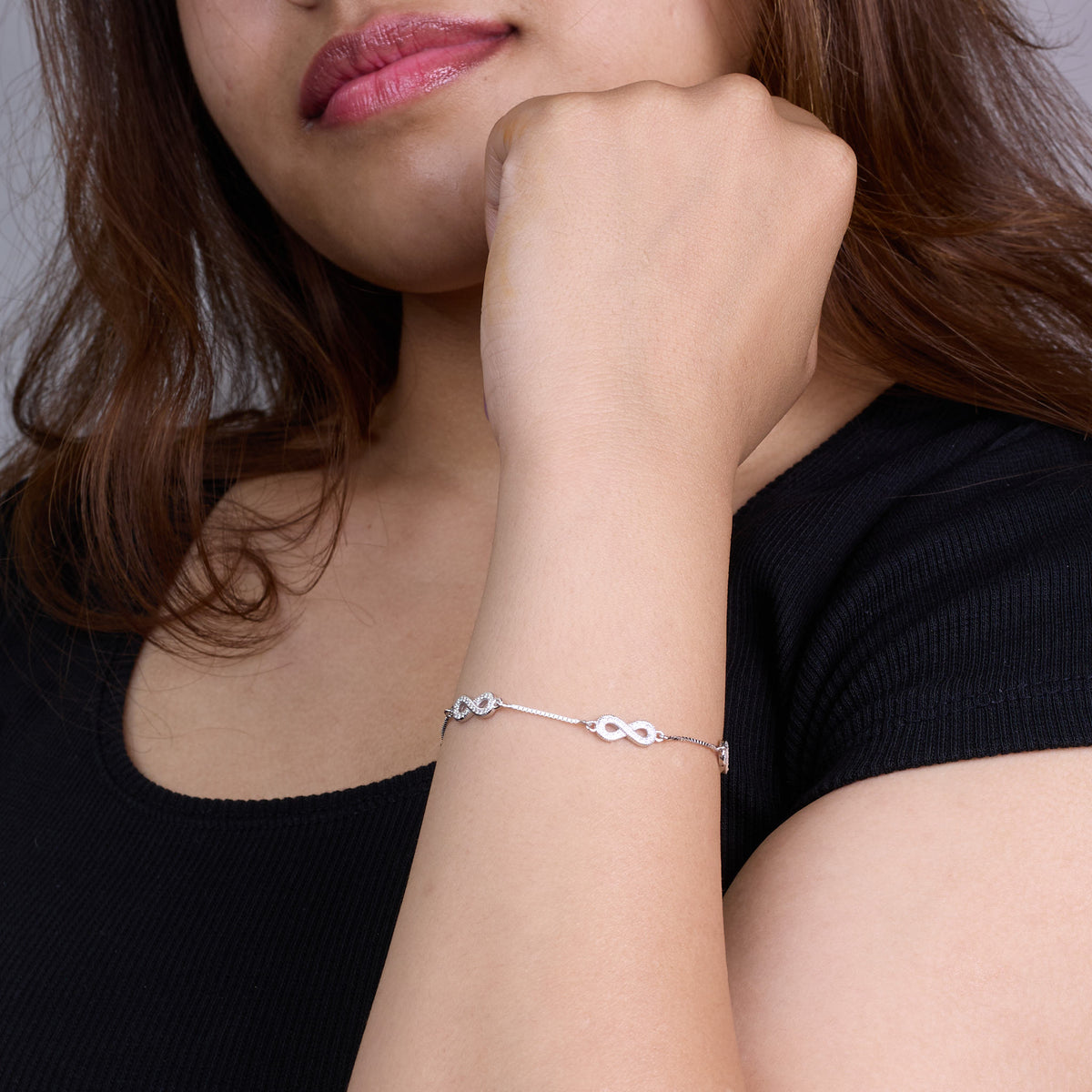 Silver Multi infinity Box chain Bracelet for her