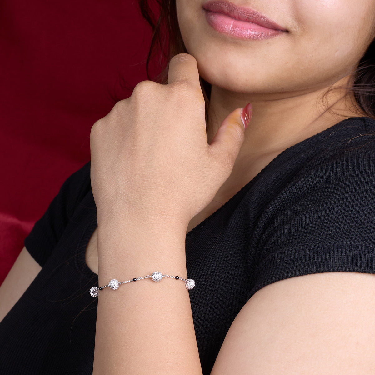 Silver Disco ball Chain Bracelet for her