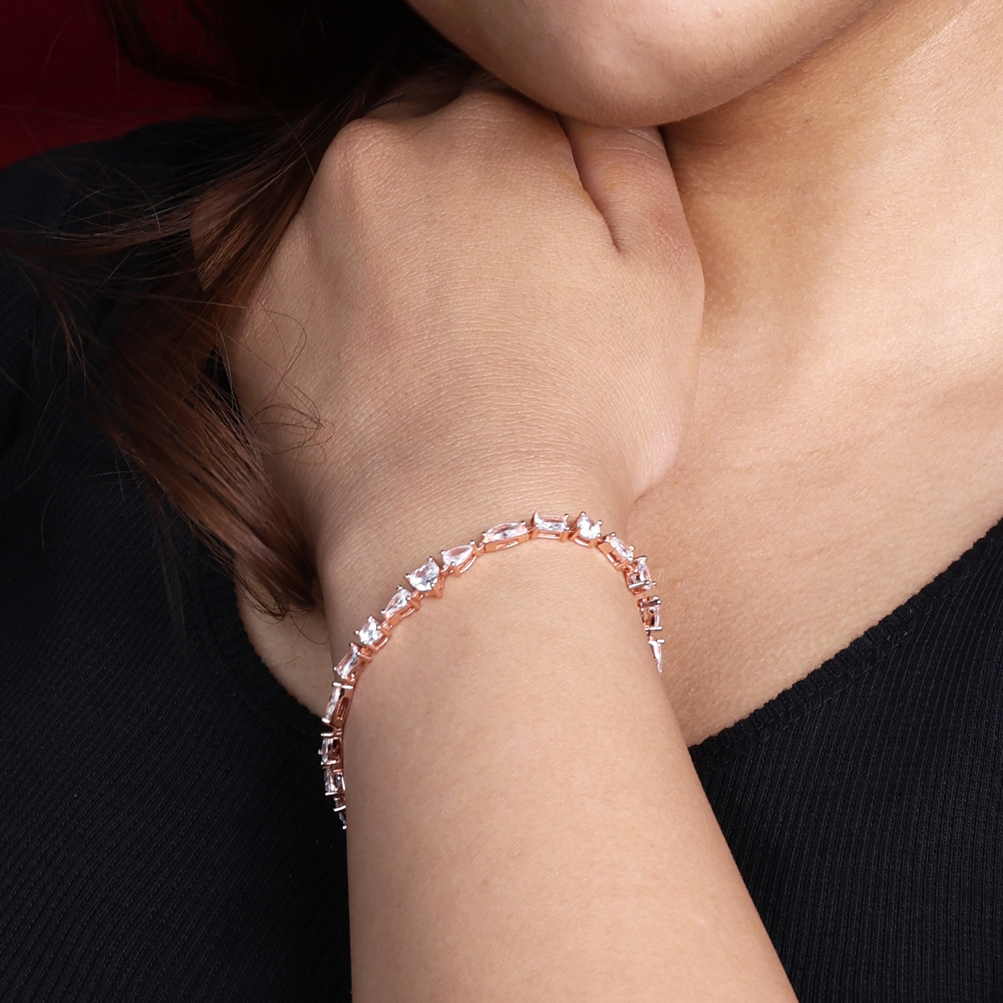 Rose Gold Miniature Designer Hand Bracelet