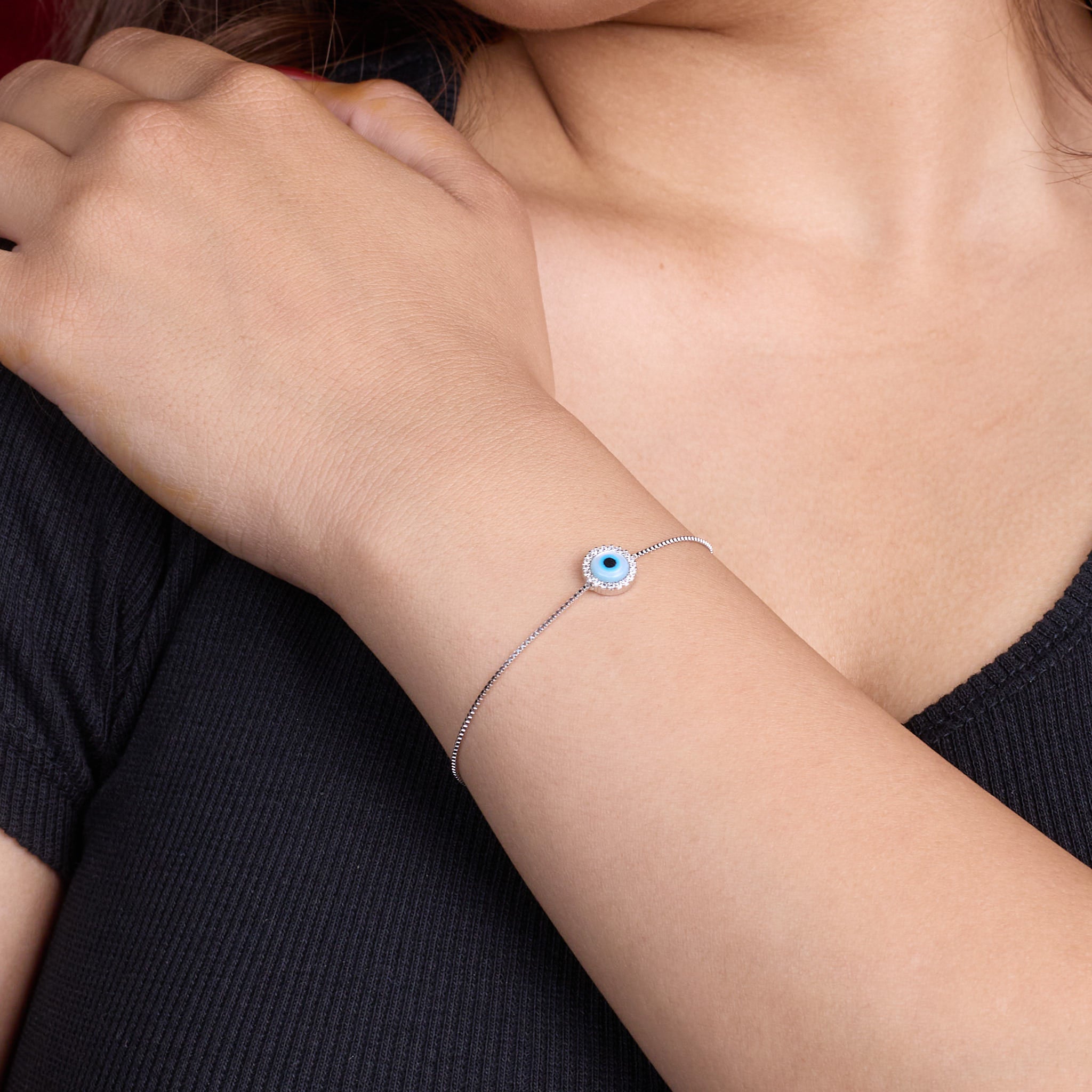 Silver Elegant Evil Eye Sterling Bracelet For Her