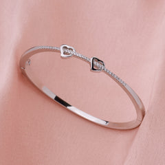 Silver Connecting Hearts Diamond Accent Bracelet
