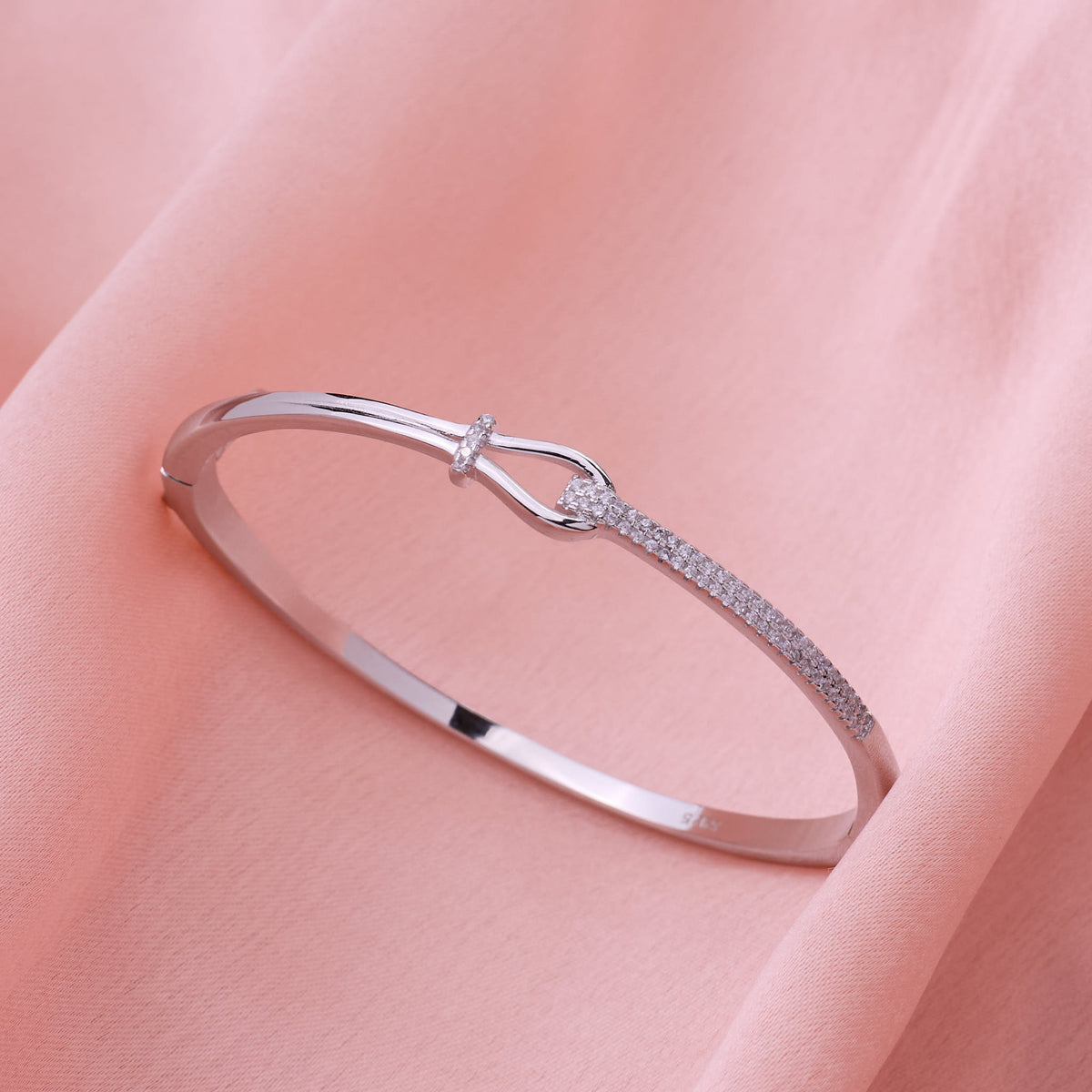 Silver Chic Pave Nautical Hook Bracelet For Her