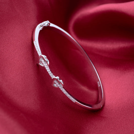 Silver Connecting Hearts Diamond Accent Bracelet