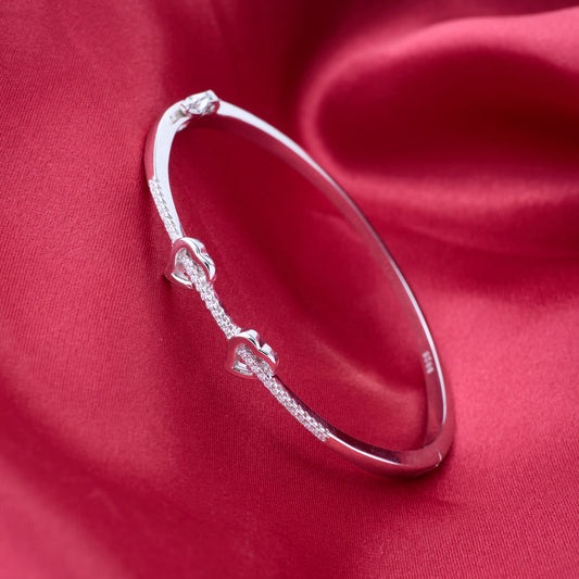 Silver Connecting Hearts Diamond Accent Bracelet